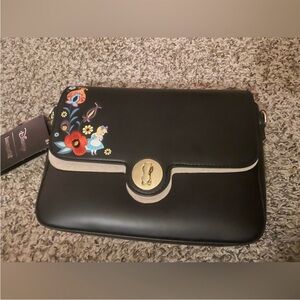 Loungefly Black Crossbody Bag with Floral Design